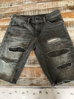 Levi's Women's Washed Black Distressed Jean Shorts
